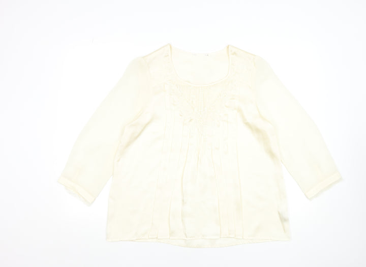 Savida Women's Ivory Embroidered Tunic Blouse Size 16