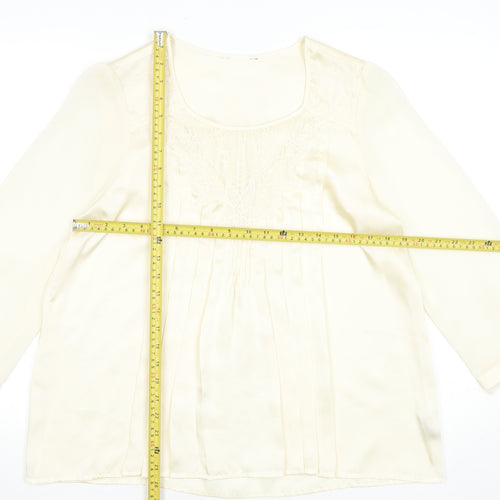 Savida Women's Ivory Embroidered Tunic Blouse Size 16