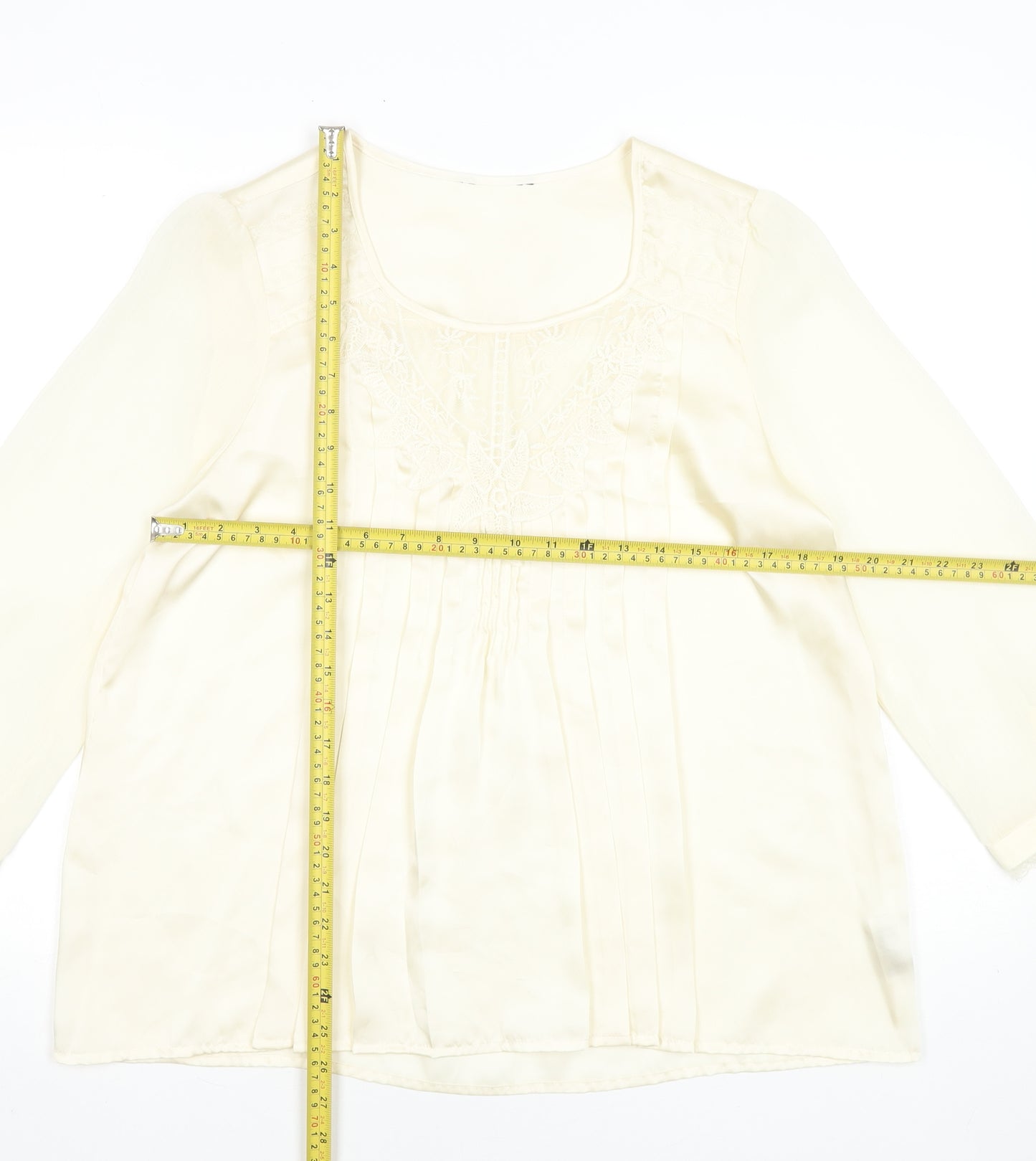 Savida Women's Ivory Embroidered Tunic Blouse Size 16
