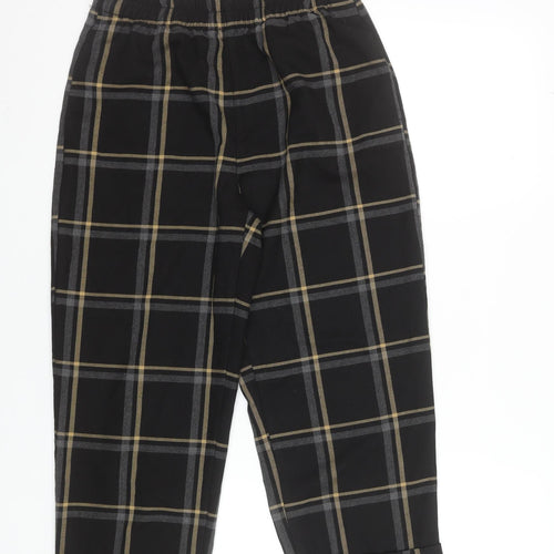 Zara Women’s Black Plaid Cropped Tapered Trousers Size S