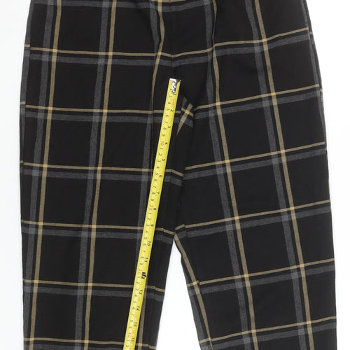 Zara Women’s Black Plaid Cropped Tapered Trousers Size S