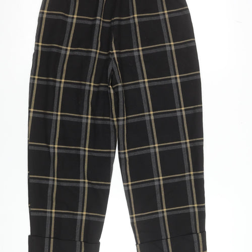 Zara Women’s Black Plaid Cropped Tapered Trousers Size S