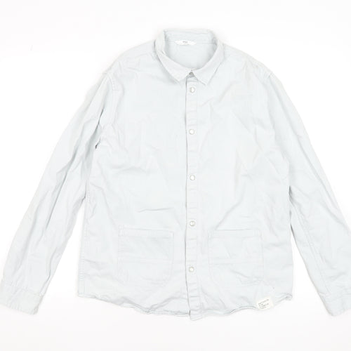 Marks and Spencer Boys Grey Cotton Long Sleeve Button-Up Shirt 14-15 Years