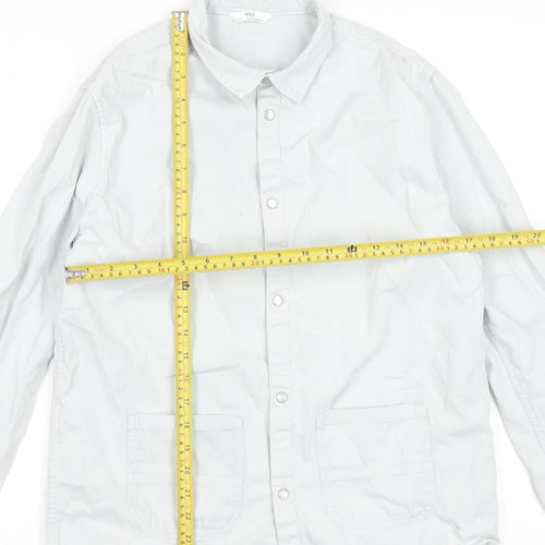 Marks and Spencer Boys Grey Cotton Long Sleeve Button-Up Shirt 14-15 Years