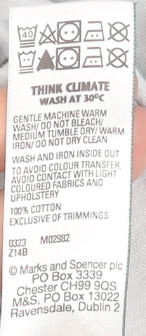 Marks and Spencer Boys Grey Cotton Long Sleeve Button-Up Shirt 14-15 Years