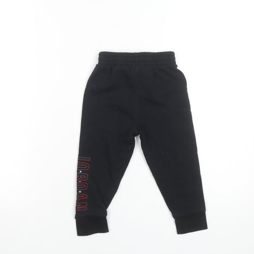 Jordan Boys Black Joggers 24M Cotton Blend Elastic Waist Sweatpants