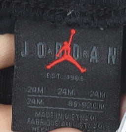 Jordan Boys Black Joggers 24M Cotton Blend Elastic Waist Sweatpants