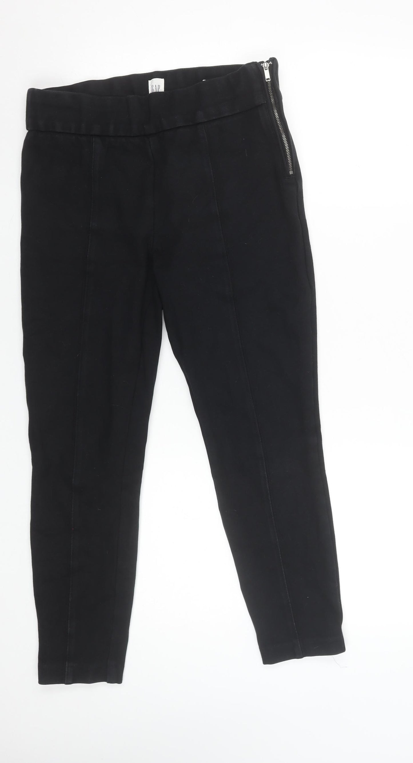 GAP Women Black Side Zip Leggings Medium Cotton Blend Stretch