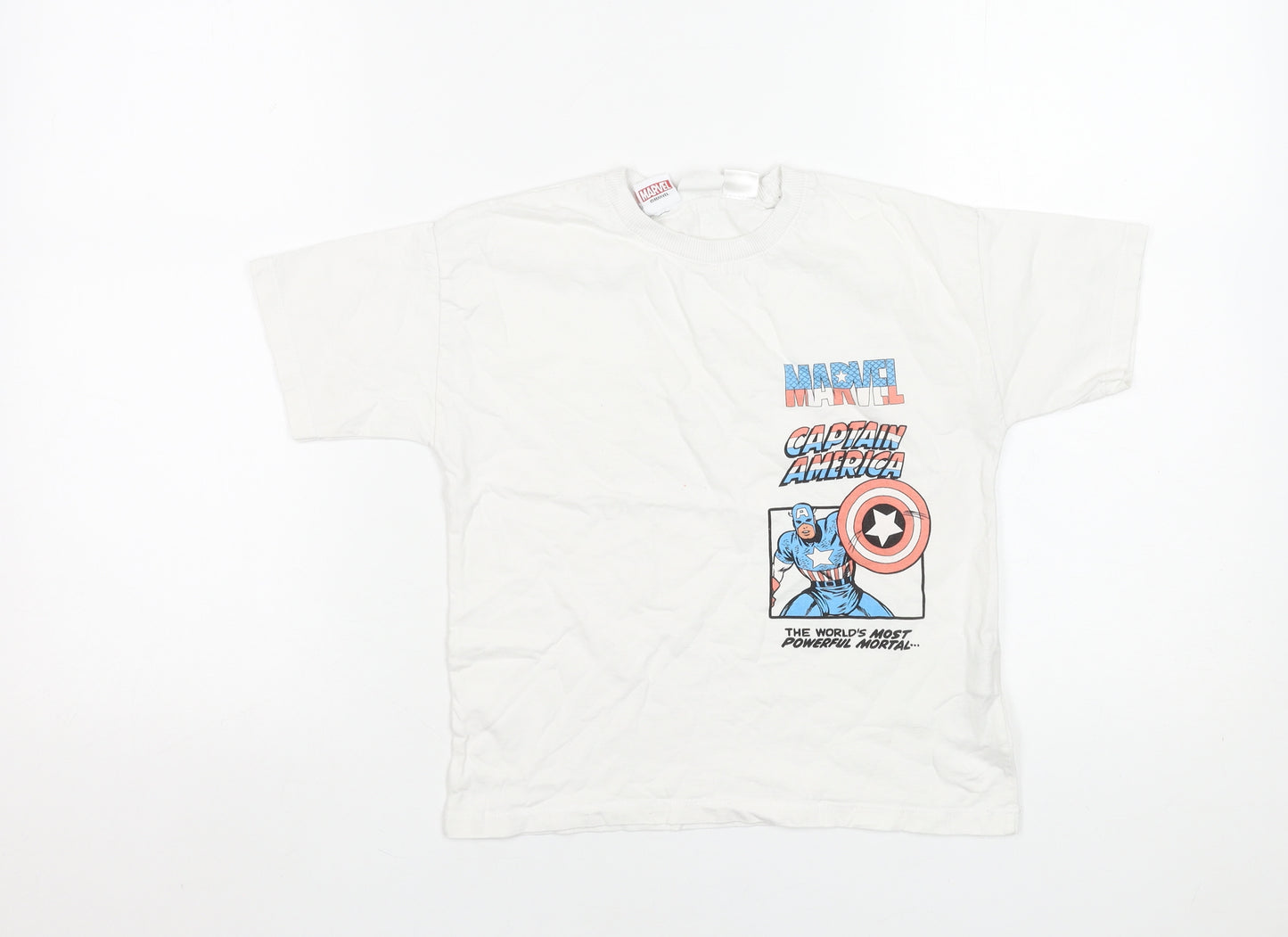Zara Boys White Marvel Captain America Graphic T-Shirt 6 Years