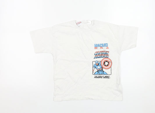 Front view of Zara boys’ white marvel captain america graphic t-shirt 6 years