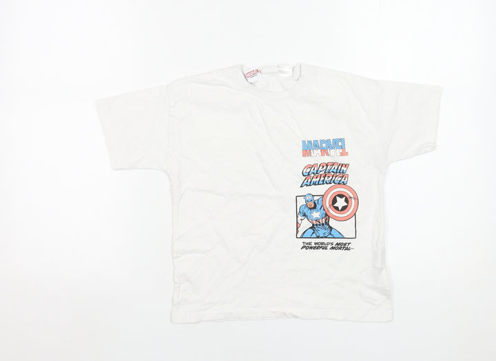 Zara Boys White Marvel Captain America Graphic T-Shirt 6 Years