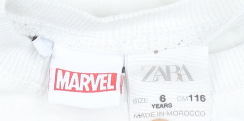 Zara Boys White Marvel Captain America Graphic T-Shirt 6 Years