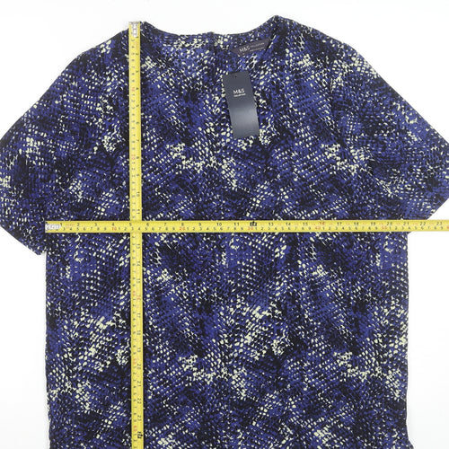 Marks and Spencer Womens Blue Geometric Short Sleeve T-Shirt Size 12
