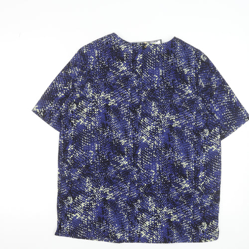 Marks and Spencer Womens Blue Geometric Short Sleeve T-Shirt Size 12