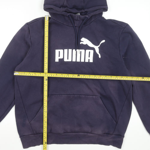 Puma Men's Navy Blue Hoodie Large Pullover Sweatshirt with Logo Print