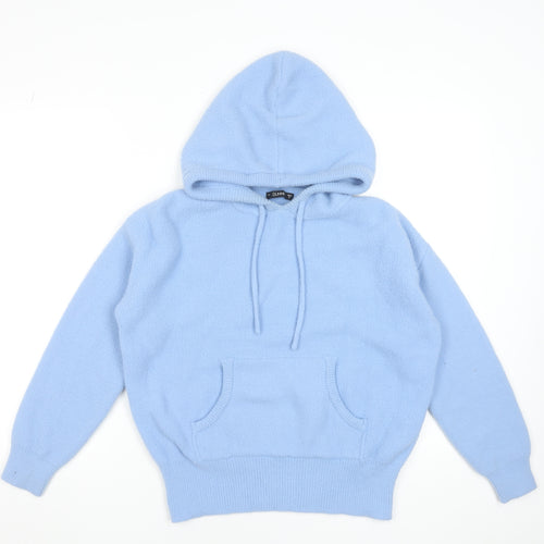 Dunnes Stores Women's Blue Pullover Hoodie Small Nylon Soft Knit