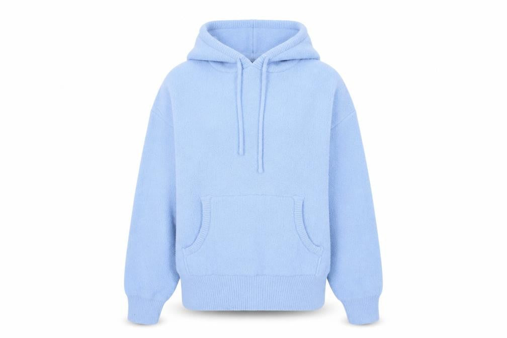 Front view of Dunnes Women's Blue Pullover Hoodie Small Nylon Soft Knit