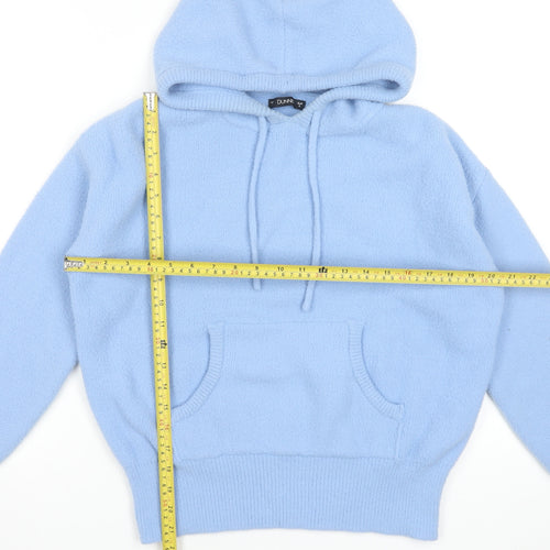 Dunnes Stores Women's Blue Pullover Hoodie Small Nylon Soft Knit