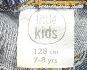 Little Kids Girls Blue Denim Skinny Jeans 7 Years Elastic Waist Classic Fit
