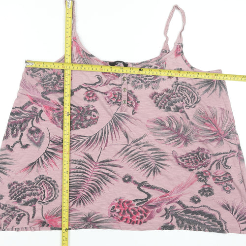 Next Womens Pink Tropical Print Cotton Modal Camisole Tank Top Size 18