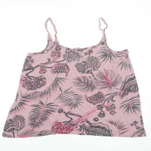 Next Womens Pink Tropical Print Cotton Modal Camisole Tank Top Size 18
