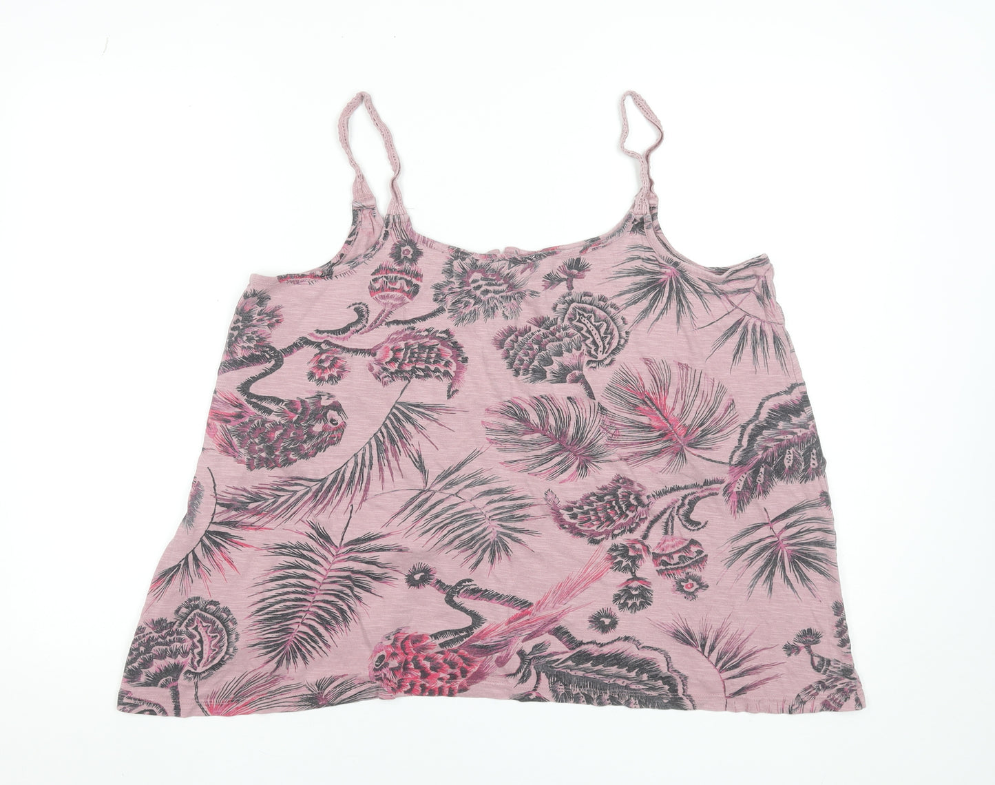 Next Womens Pink Tropical Print Cotton Modal Camisole Tank Top Size 18