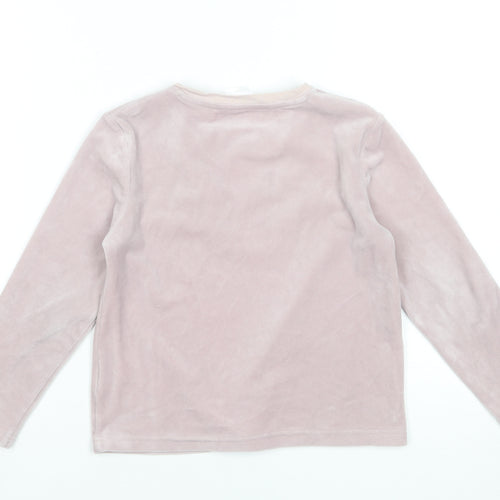 Disney Girls Pink Stitch Long Sleeve Velour Pyjama Top 6-7 Years