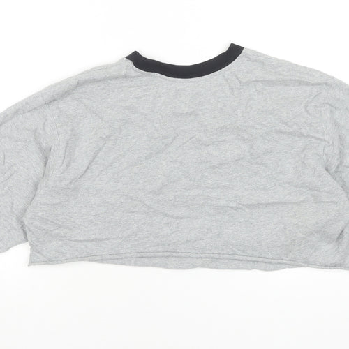 Levi's Women's Grey Cropped Long Sleeve Crew Neck T-Shirt Size M