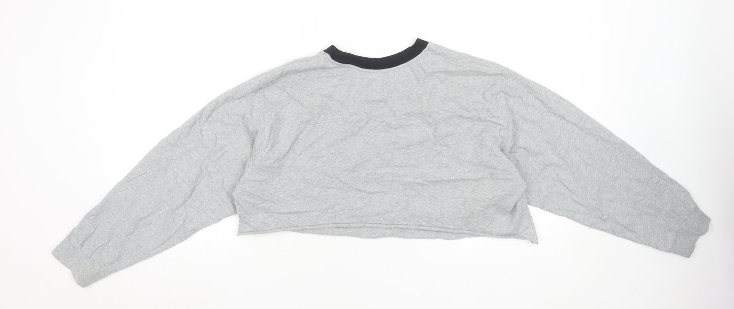 Levi's Women's Grey Cropped Long Sleeve Crew Neck T-Shirt Size M