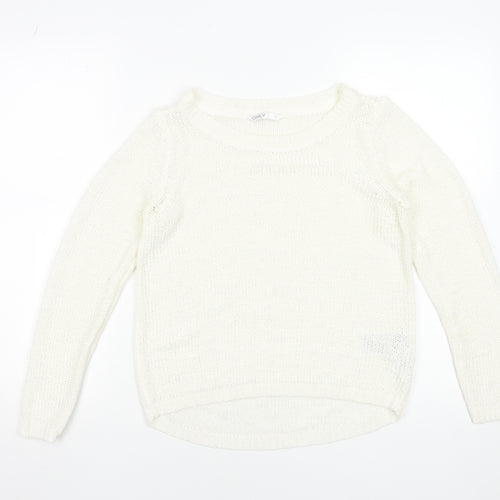 ONLY Women’s Ivory Knit Crew Neck Pullover Jumper Size S