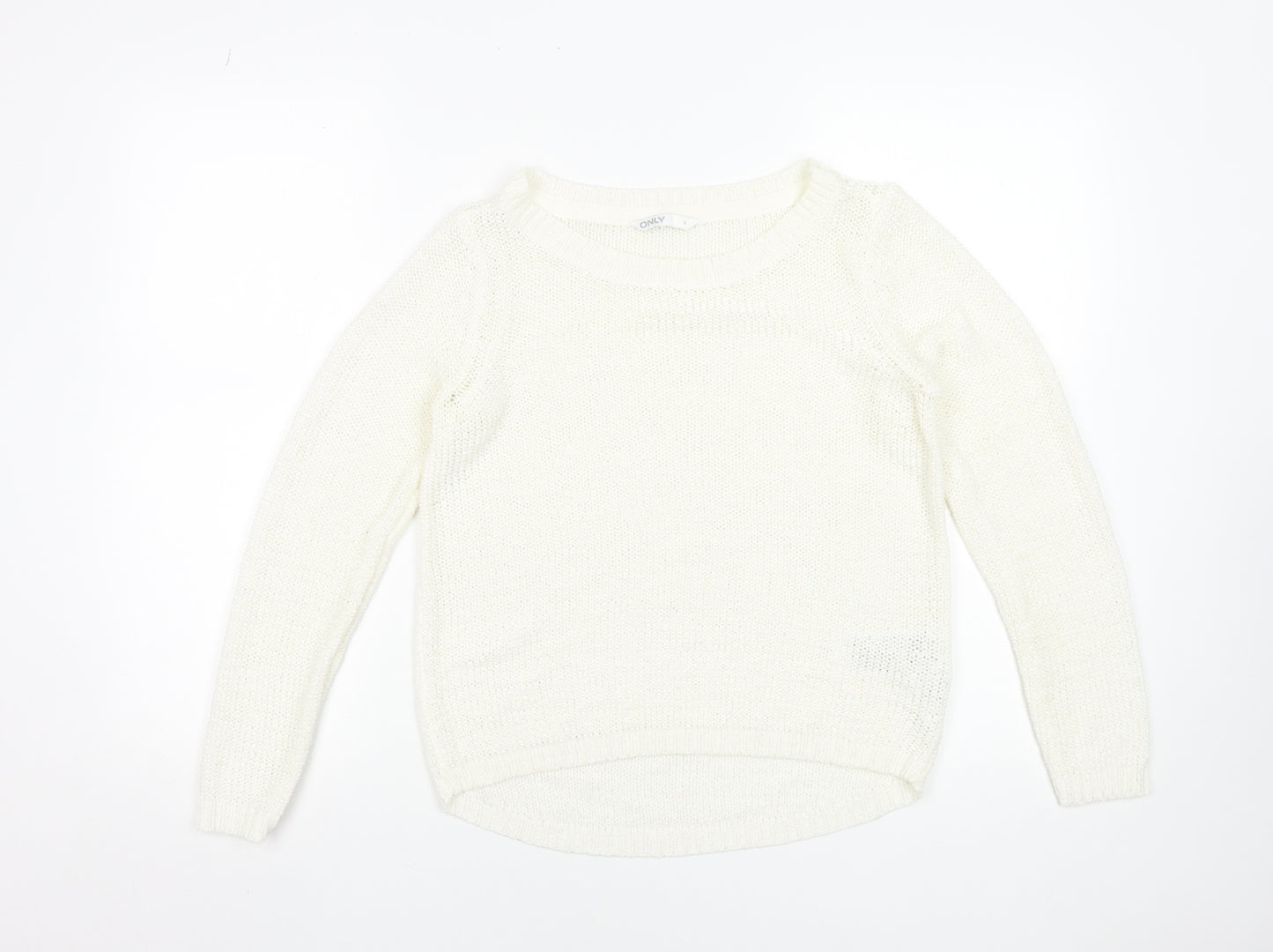 ONLY Women’s Ivory Knit Crew Neck Pullover Jumper Size S