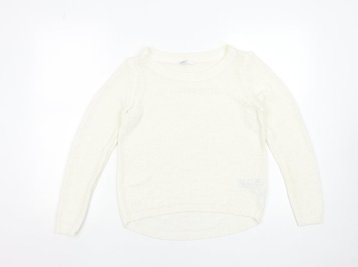 ONLY Women’s Ivory Knit Crew Neck Pullover Jumper Size S