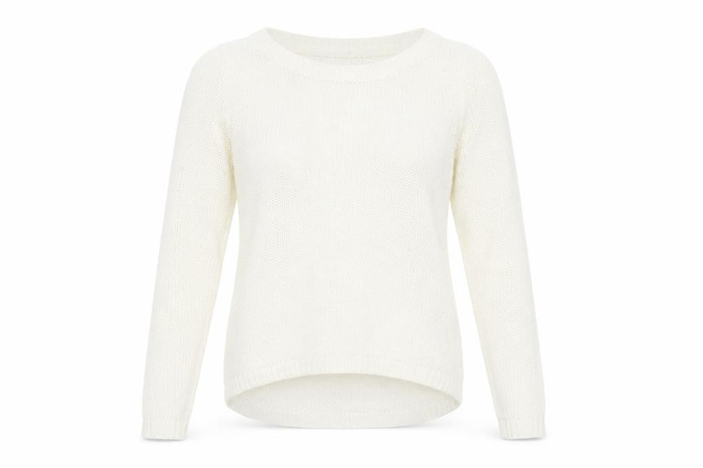 Front view of Only Women’s Ivory Knit Crew Neck jumper, size S