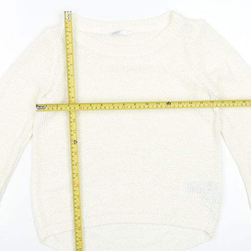 ONLY Women’s Ivory Knit Crew Neck Pullover Jumper Size S
