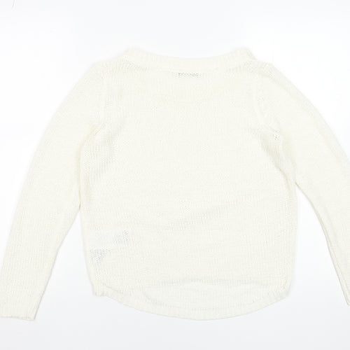 ONLY Women’s Ivory Knit Crew Neck Pullover Jumper Size S