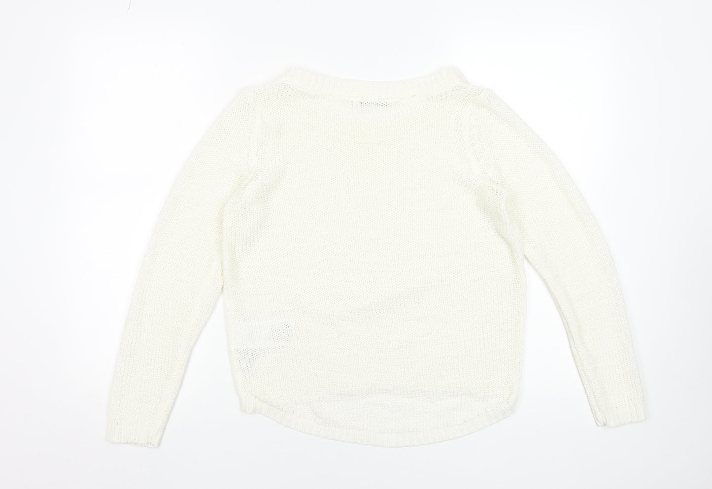 ONLY Women’s Ivory Knit Crew Neck Pullover Jumper Size S