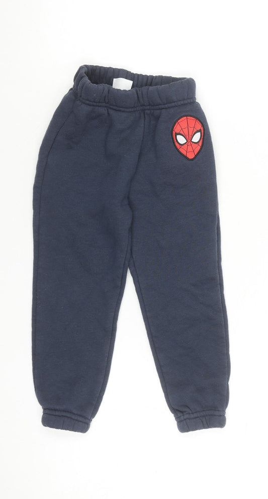 Marvel Spider-Man Boys Blue Sweatpants 2-3 Years Elastic Waist Fleece Trousers