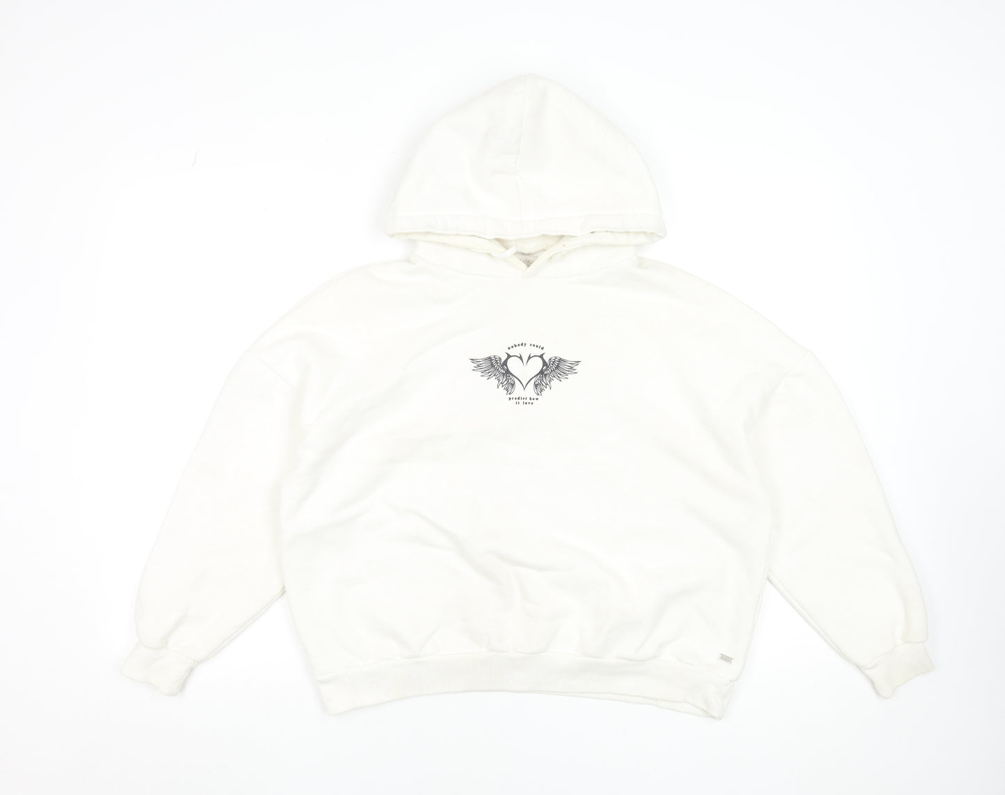 Pull&Bear Teen White Graphic Print Pullover Hoodie XS