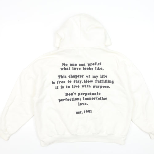 Pull&Bear Teen White Graphic Print Pullover Hoodie XS