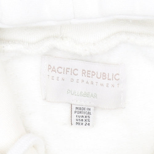 Pull&Bear Teen White Graphic Print Pullover Hoodie XS