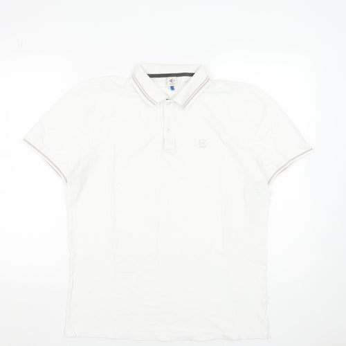 Cerruti 1881 Men's White Polo Shirt Size L Classic Fit Short Sleeve
