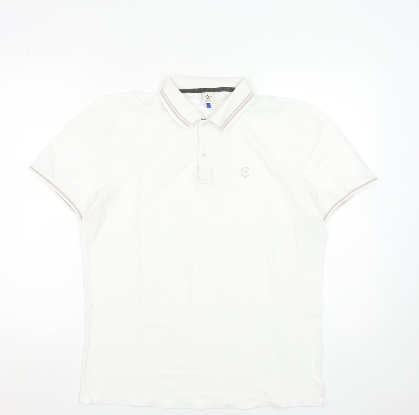 Cerruti 1881 Men's White Polo Shirt Size L Classic Fit Short Sleeve