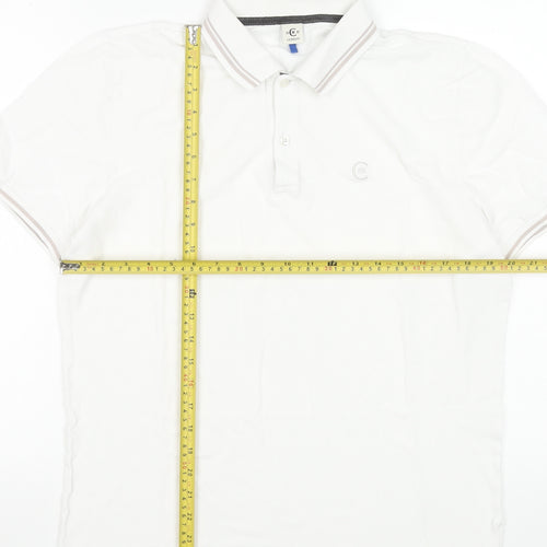 Cerruti 1881 Men's White Polo Shirt Size L Classic Fit Short Sleeve