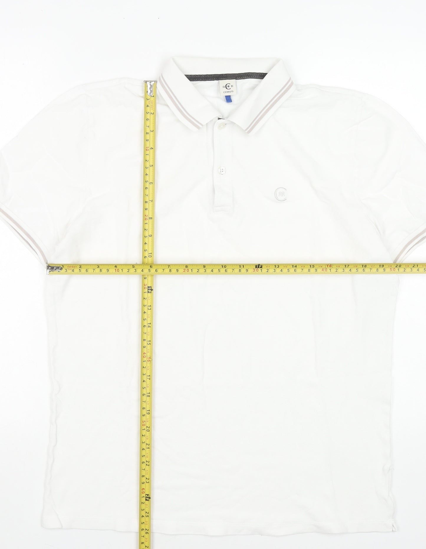 Cerruti 1881 Men's White Polo Shirt Size L Classic Fit Short Sleeve