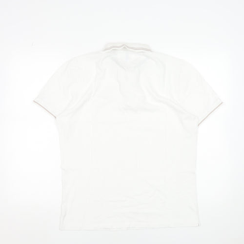 Cerruti 1881 Men's White Polo Shirt Size L Classic Fit Short Sleeve