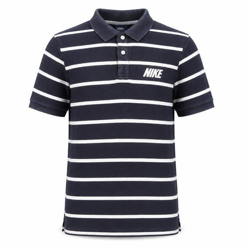 Nike Men's Black Striped Cotton Polo Shirt Size L Regular Fit