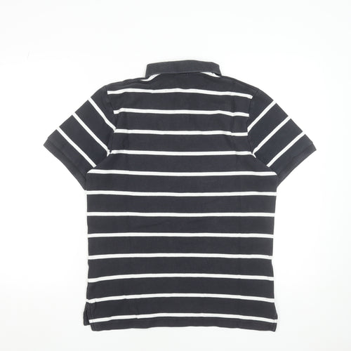 Nike Men's Black Striped Cotton Polo Shirt Size L Regular Fit