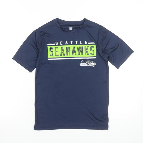 NFL Boys Navy Seattle Seahawks Short Sleeve T-Shirt Size 8 Polyester