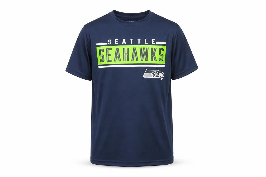 NFL Boys Navy Seattle Seahawks Short Sleeve T-Shirt Size 8 Polyester
