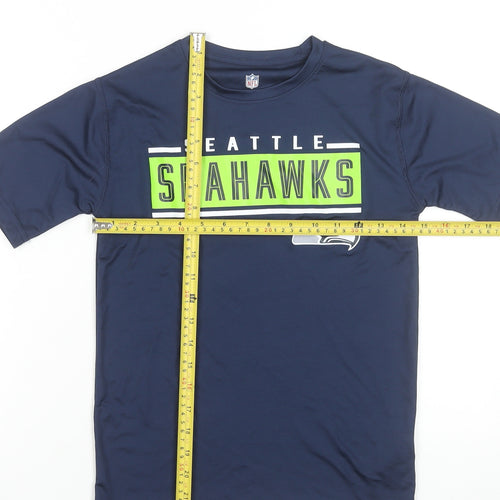 NFL Boys Navy Seattle Seahawks Short Sleeve T-Shirt Size 8 Polyester